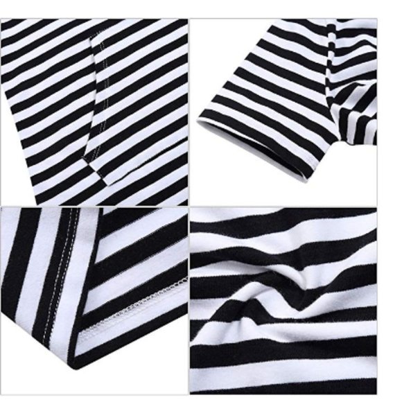 Women Stripe Pocket Knee Length Casual Pullover - Picture 4 of 6